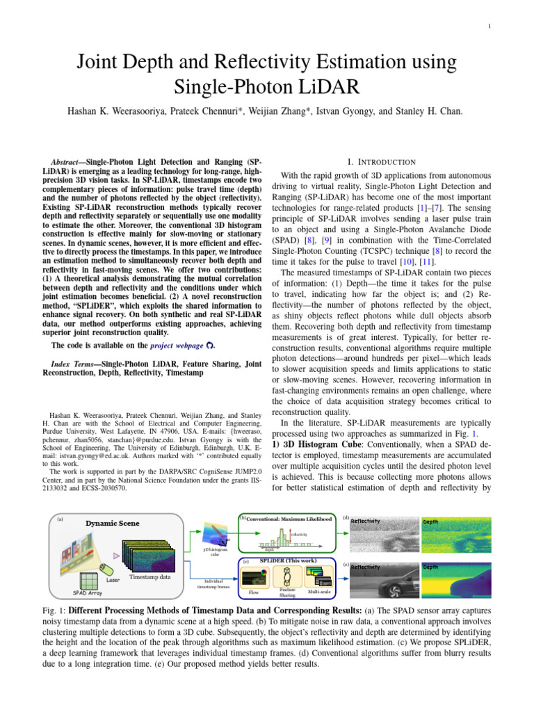 Joint Depth and Reflectivity Estimation | PDF | Lidar | Estimation Theory