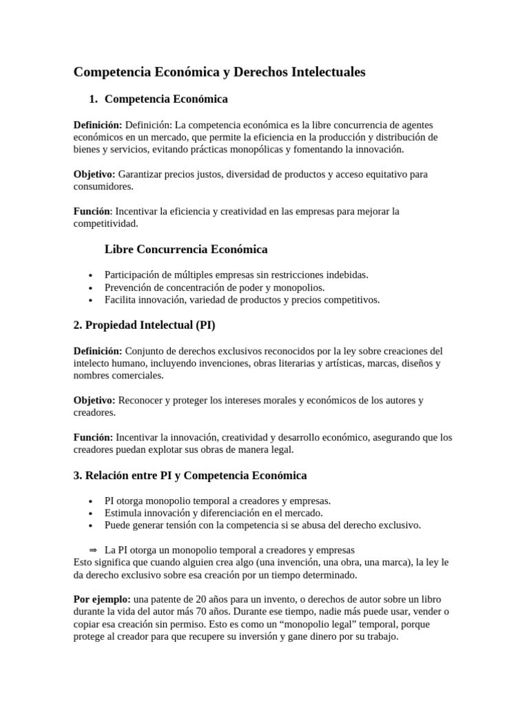 Competencia Económica y Derechos Intelectuales | PDF | Monopolio ...
