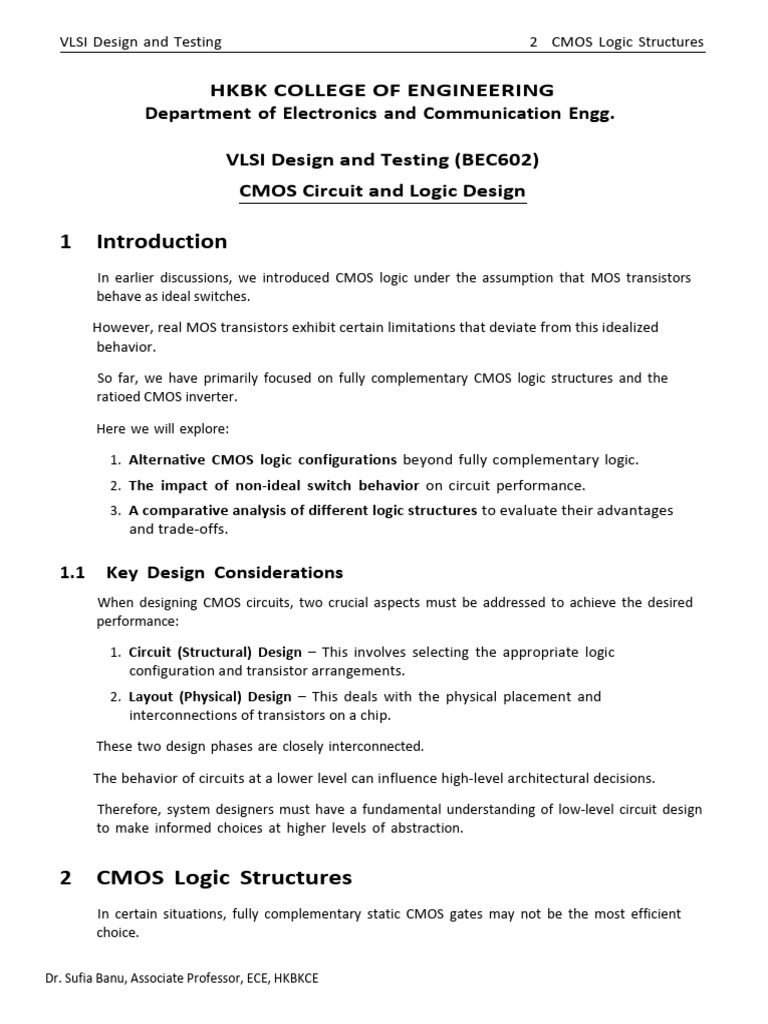 CMOS Logic Structures in VLSI Design | PDF | Cmos | Logic Gate