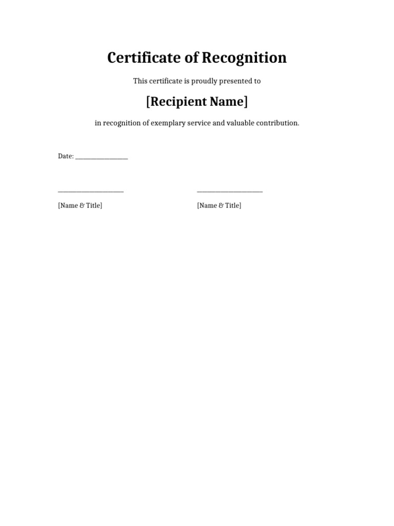 Certificate of Recognition Template | PDF