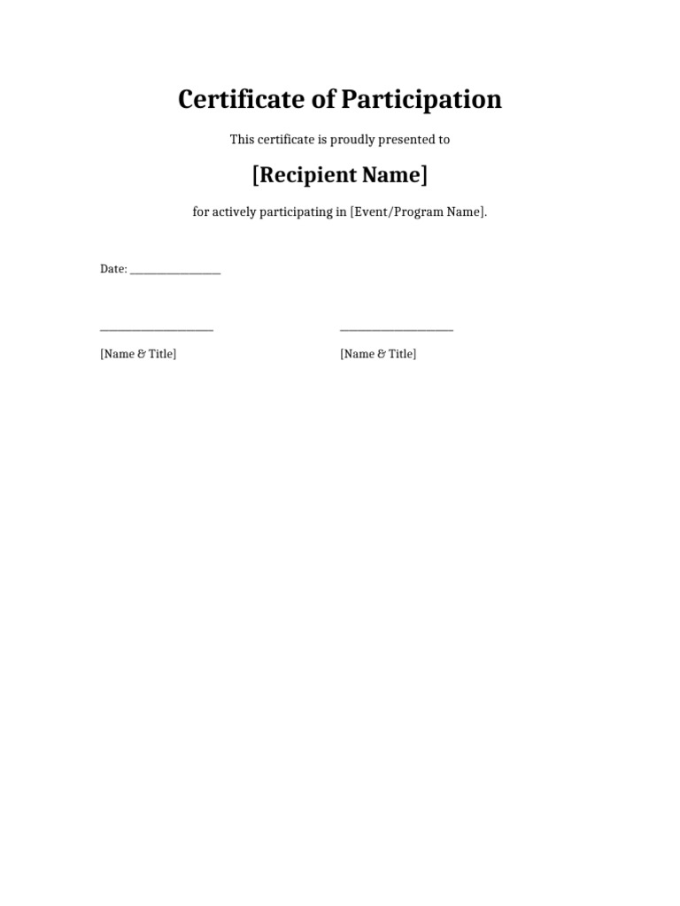 Certificate of Participation Template | PDF
