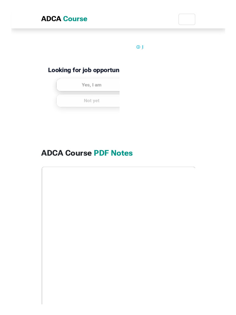 ADCA Course PDF Notes Overview | PDF
