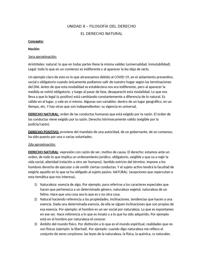 Unidad 8 - Filosofia Del Derecho | PDF | La Ley natural | Moralidad