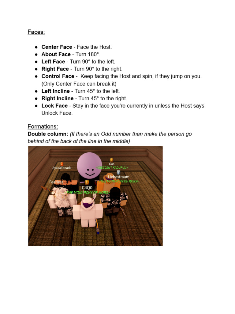 Guide to Face Commands and Formations | PDF