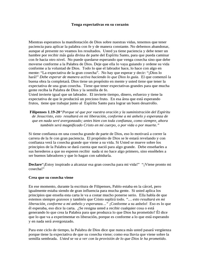 Expectativas de Cosecha Espiritual | PDF | Dios | Epístola a los filipenses