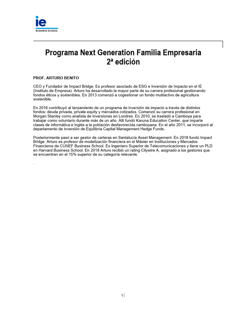Programa Next Generation para Familias Empresarias | PDF