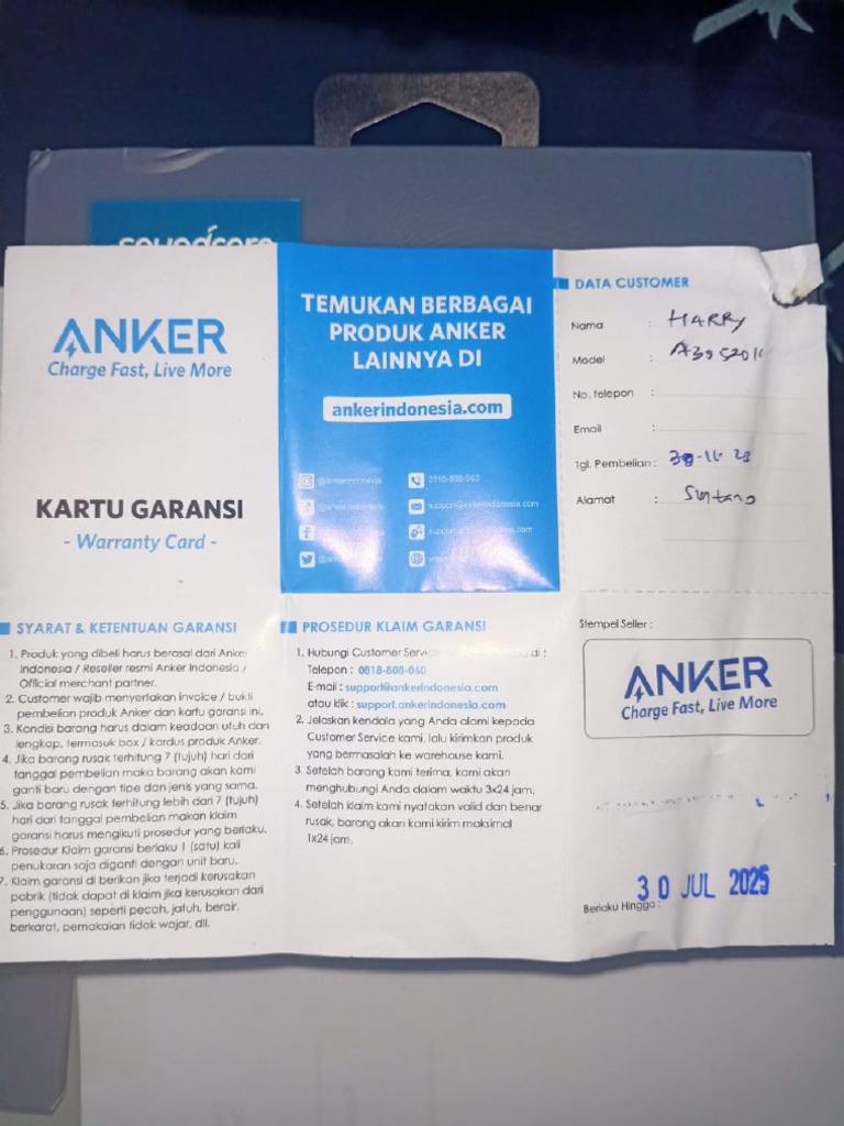 KARTU GARANSI TWS | PDF