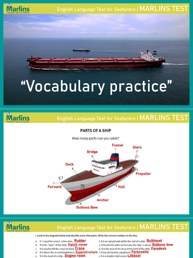 Seafarers English Vocabulary Test Guide | PDF | Ships | Stern