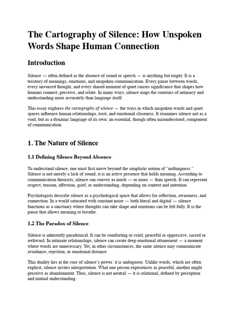 The Cartography of Silence - How Unspoken Words Shape Human Connection ...