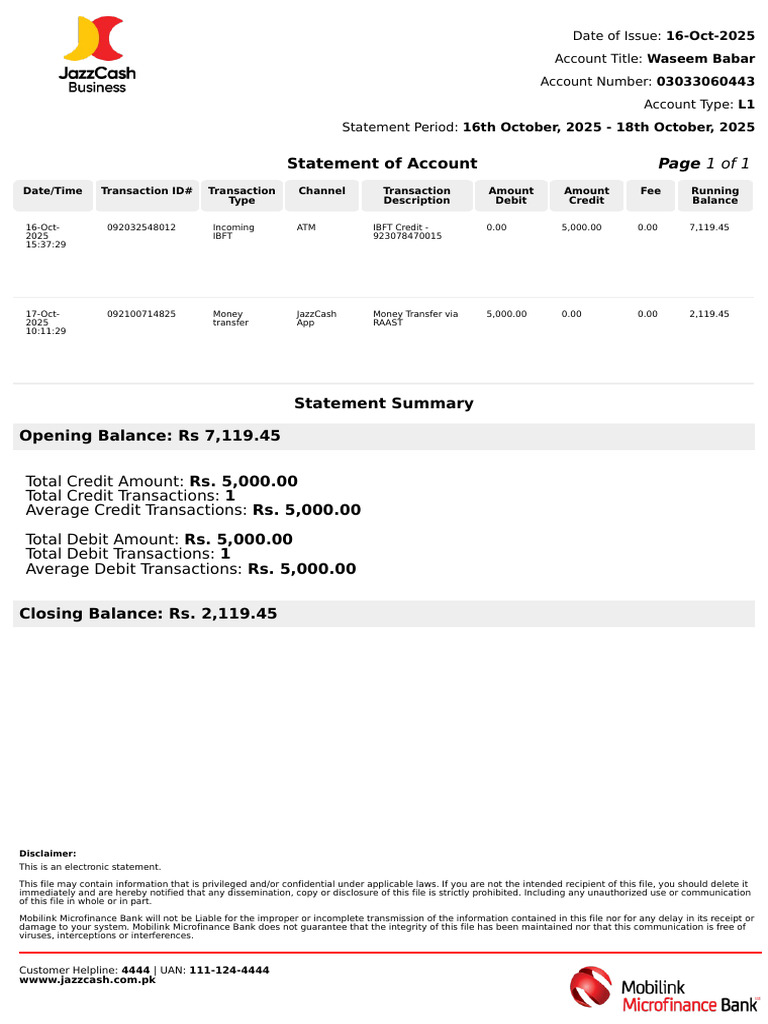 AccountStatement (1) | PDF | Debit Card | Payments