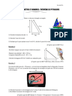 Exercices Geometrie Et Nombres Theoreme de Pythagore Seconde Pro