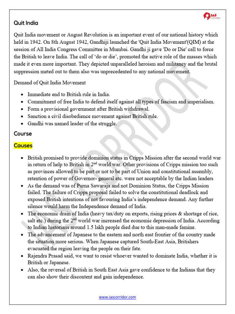 Bihar's Role in the Quit India Movement | PDF | British Raj | Mahatma ...