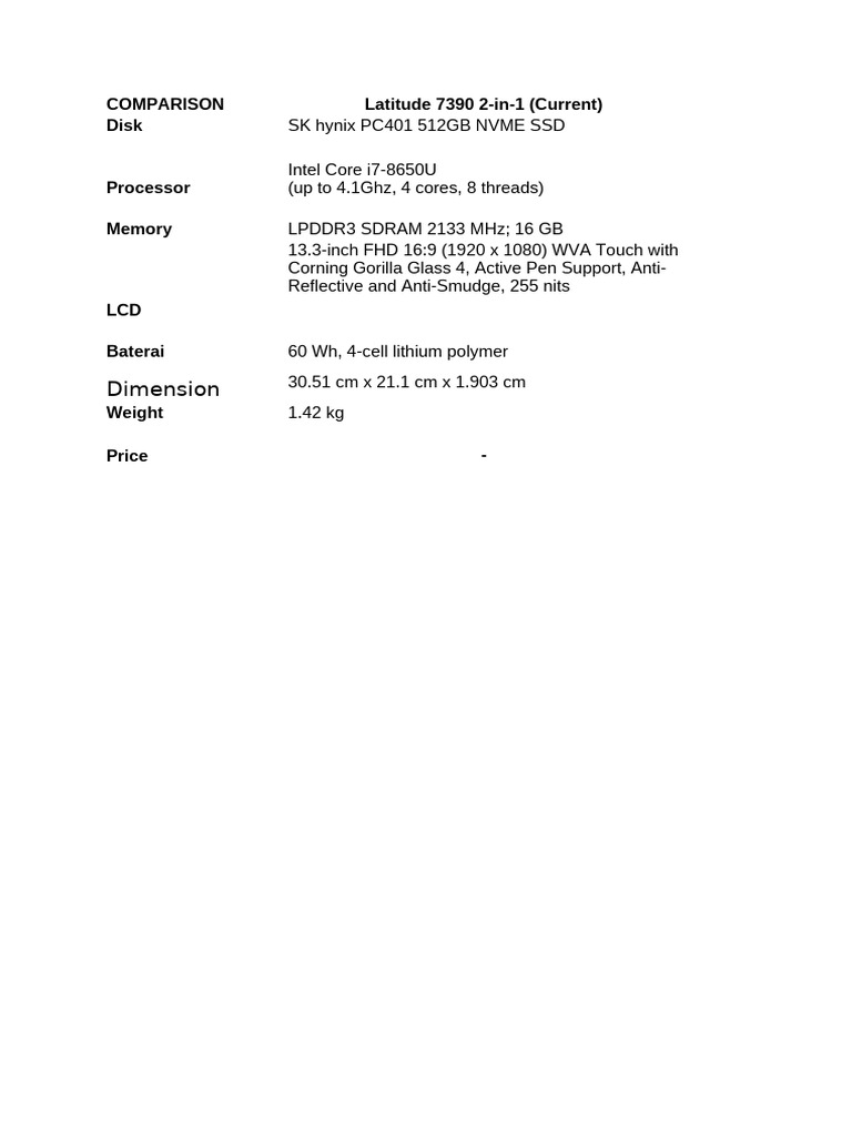 2023 Laptop Specs Comparison Guide | PDF