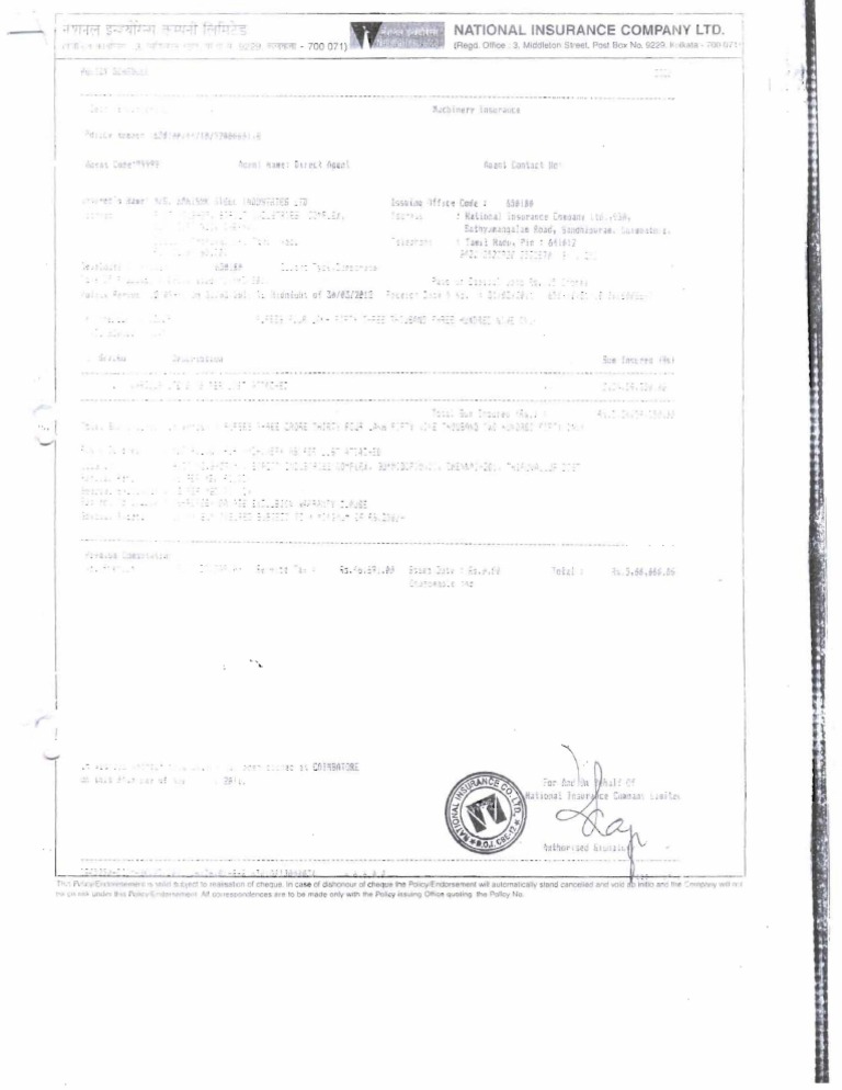 National Insurance Company Policy Details | PDF | Home & Garden ...