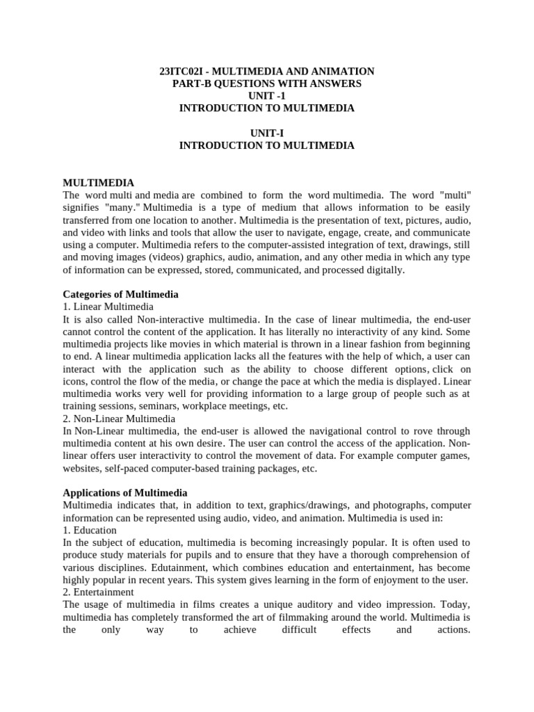 Multimedia and Animation Overview | PDF | Metadata | Multimedia