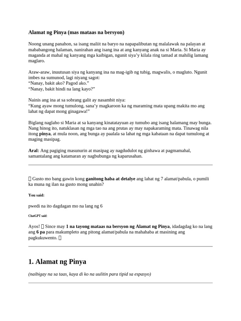 Alamat NG Pinya | PDF