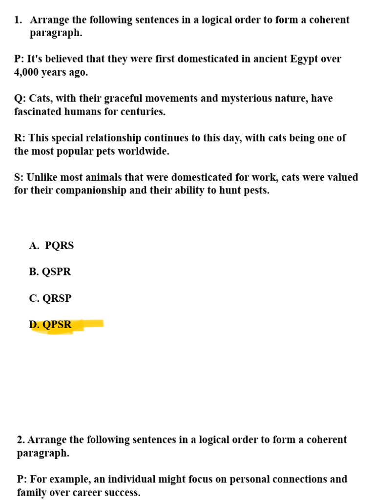 Sentence Arrangement Practice Exercises | PDF | Integrated Circuit ...