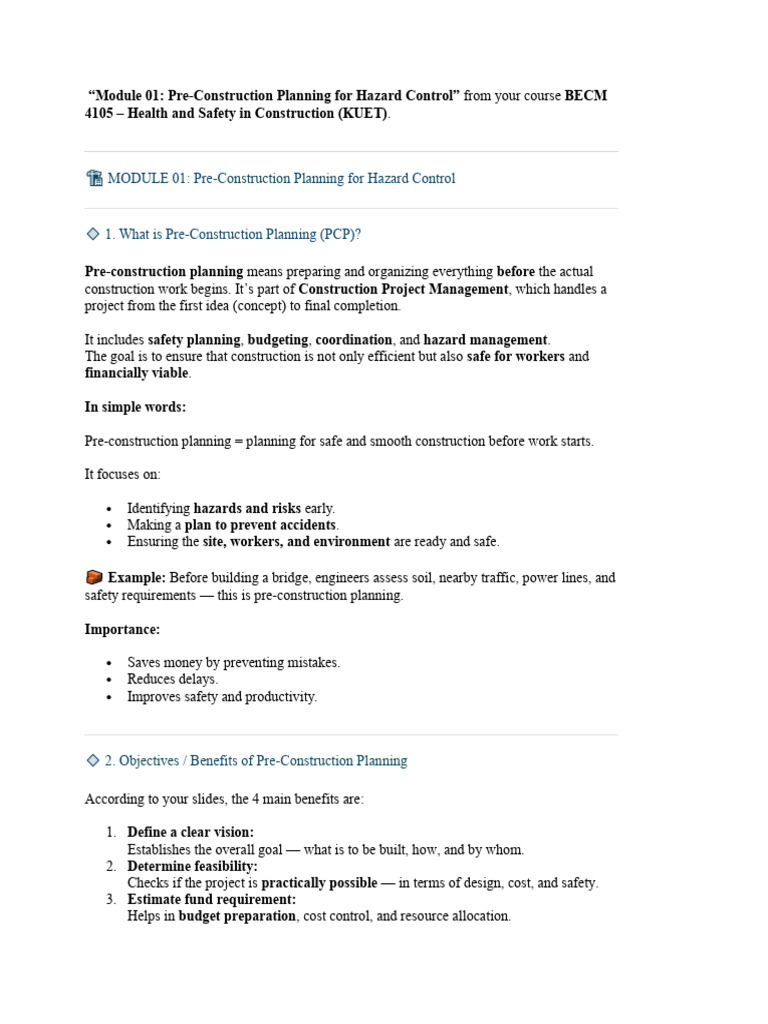 Pre-Construction Planning for Safety | PDF | Safety | Occupational ...