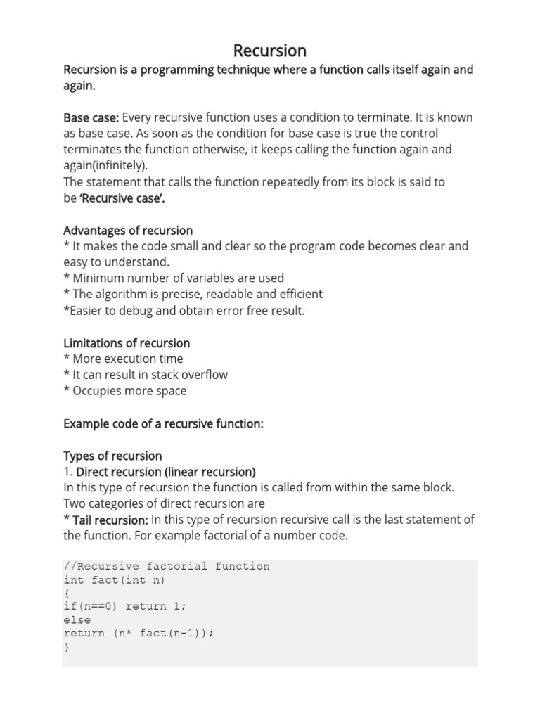 Recursion | PDF