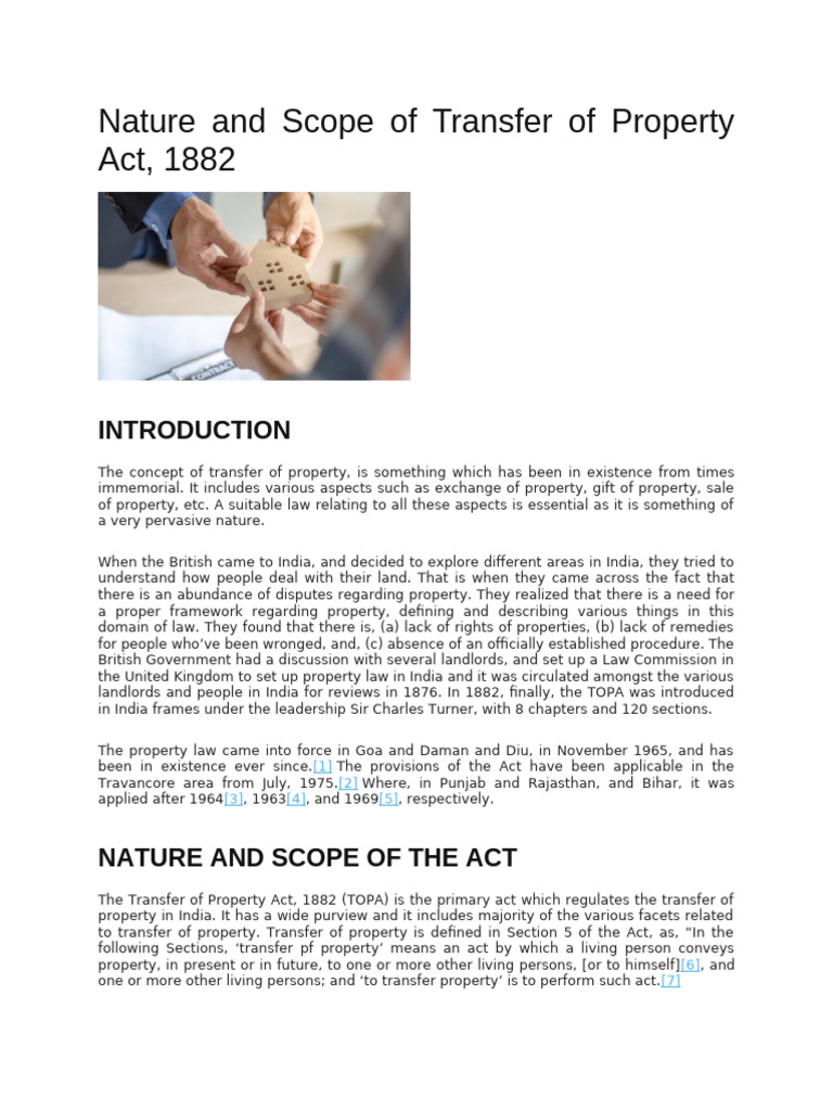 Nature and Scope of Transfer of Property Act | PDF | Property | Damages