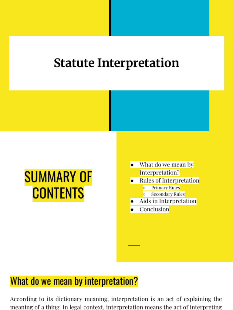 Statute Interpretation Rules and Aids | PDF | Statutory Interpretation ...