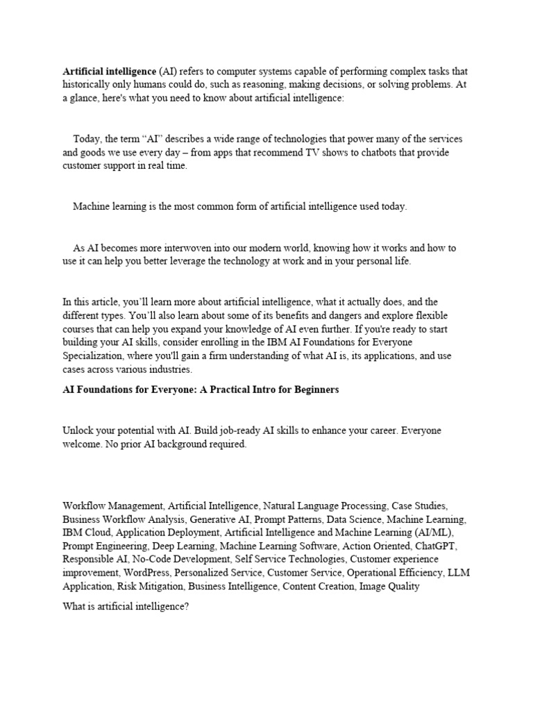 AI Foundations for Everyone Overview | PDF | Artificial Intelligence ...