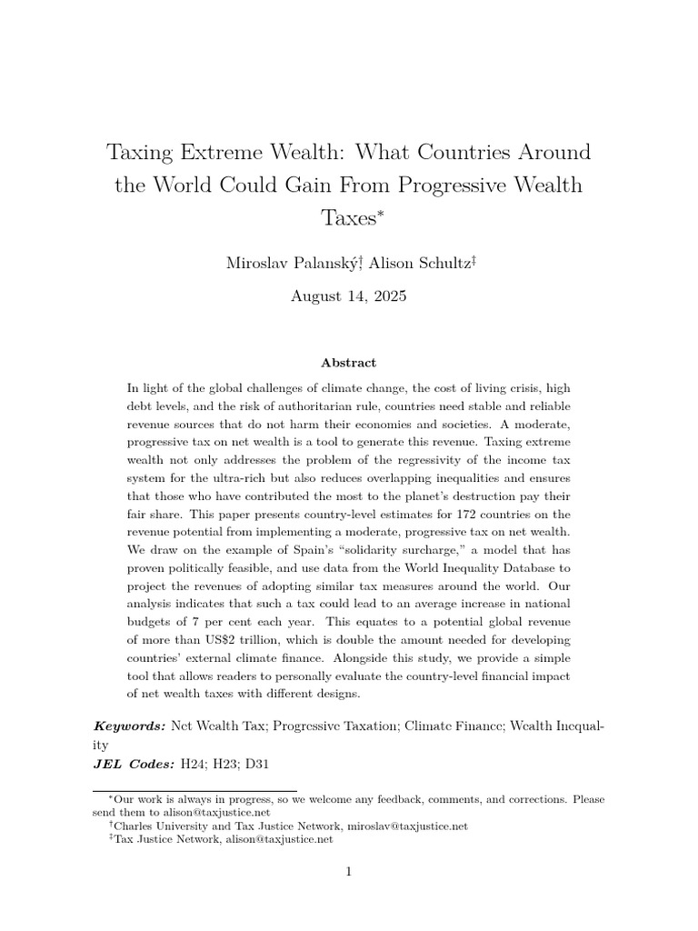 Taxing Extreme Wealth What Countries Around The World Could Gain From ...