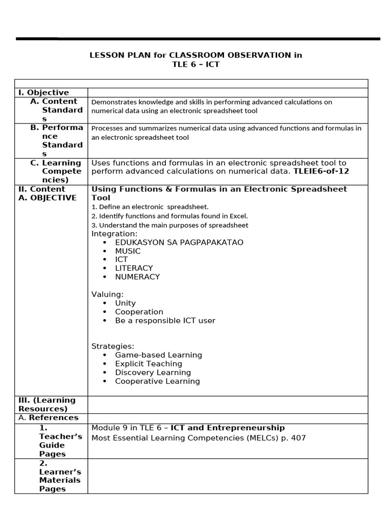 Advanced Excel Functions Lesson Plan | PDF | Spreadsheet | Microsoft Excel