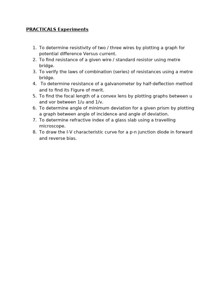 Physics Experiments on Resistance and Optics | PDF