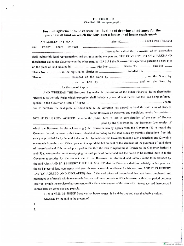 F.R. 16 Form For Home Loan | PDF