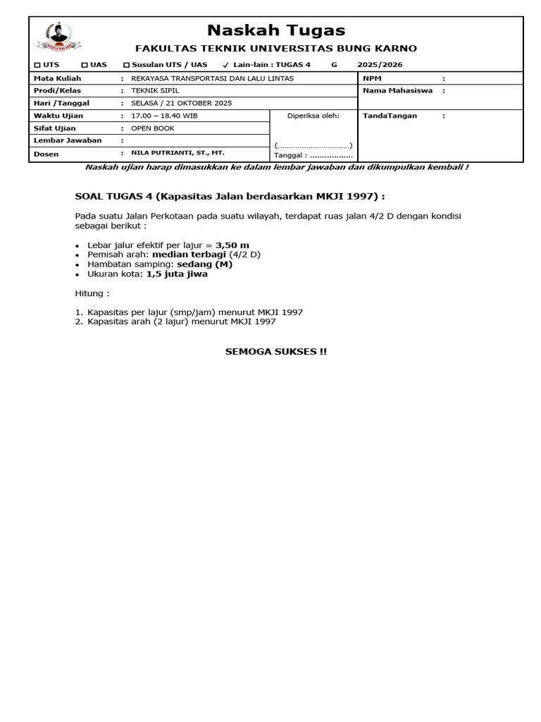 Kapasitas Jalan Perkotaan MKJI 1997 | PDF