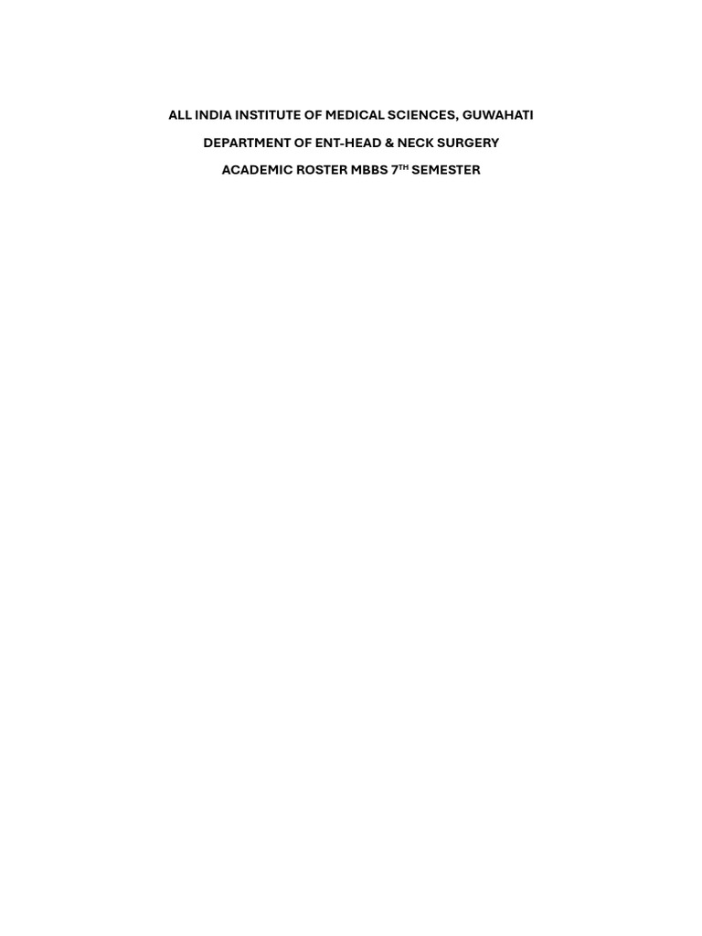 AIIMS Guwahati ENT Academic Roster | PDF | Larynx | Otorhinolaryngology