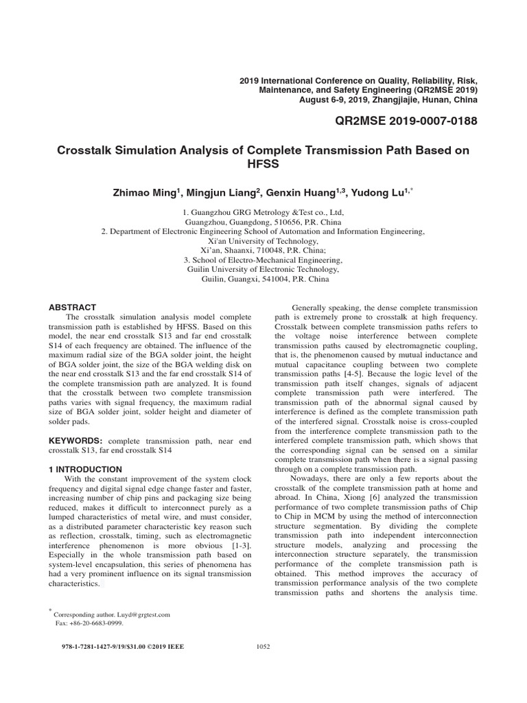 Crosstalk Simulation Analysis of Complete Transmission Path Based On ...