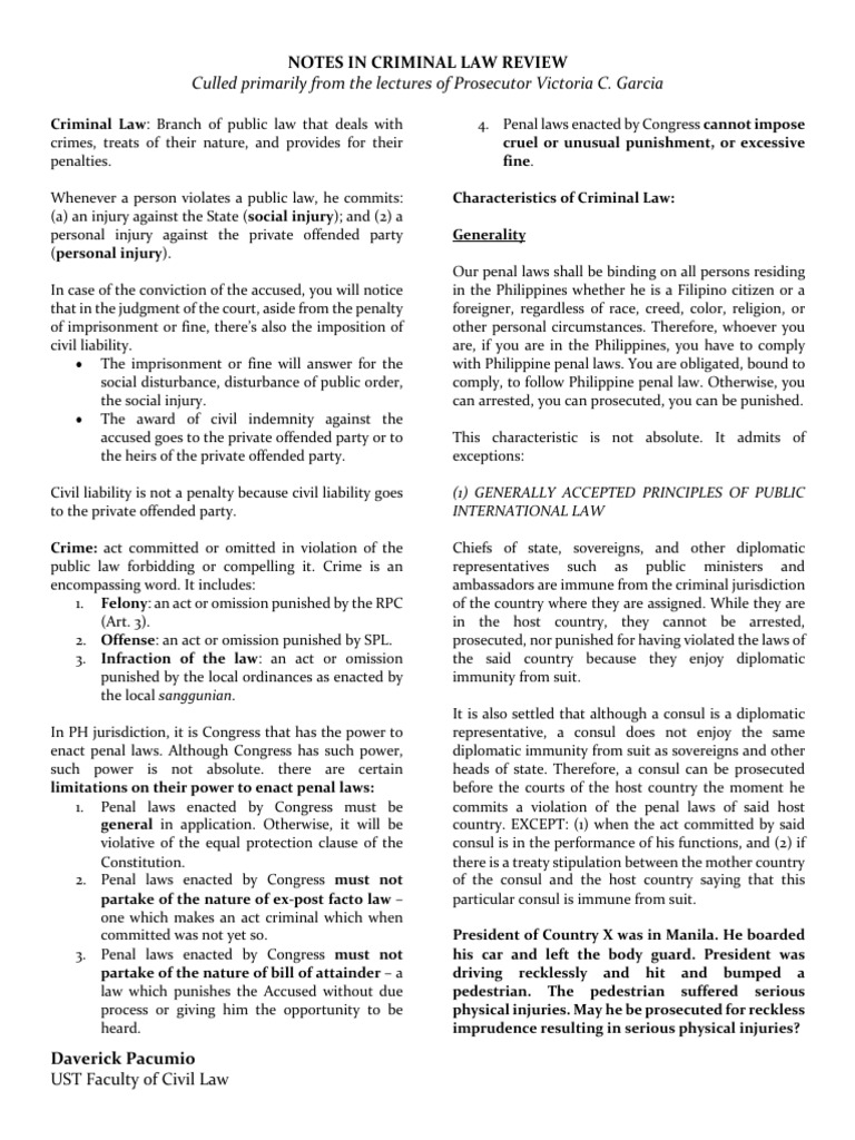 Crim Prelims Notes | PDF | Defamation | Intention (Criminal Law)