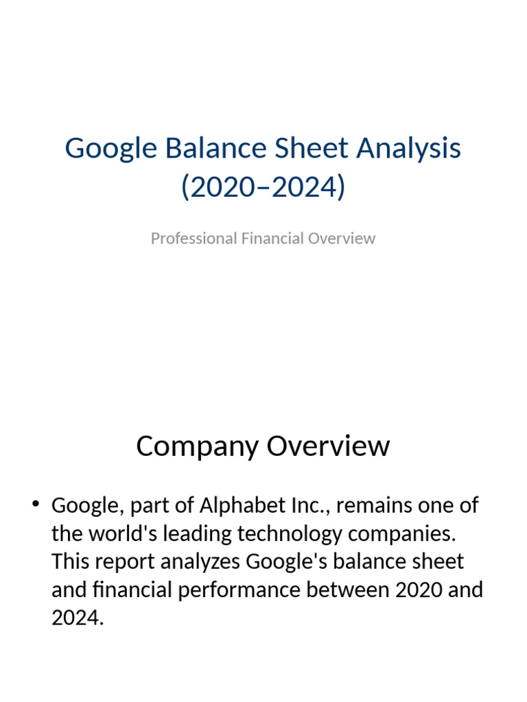 Google Balance Sheet Analysis 2020 2024 | PDF