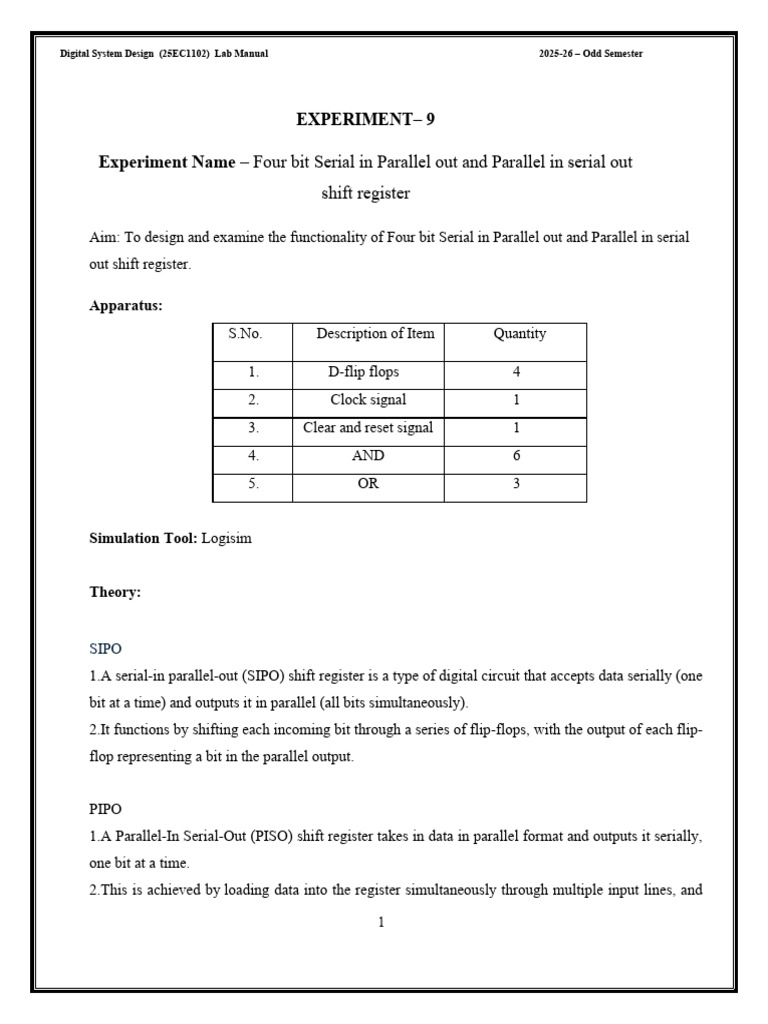 SIPO and PISO Shift Register Overview | PDF | Computer Science ...