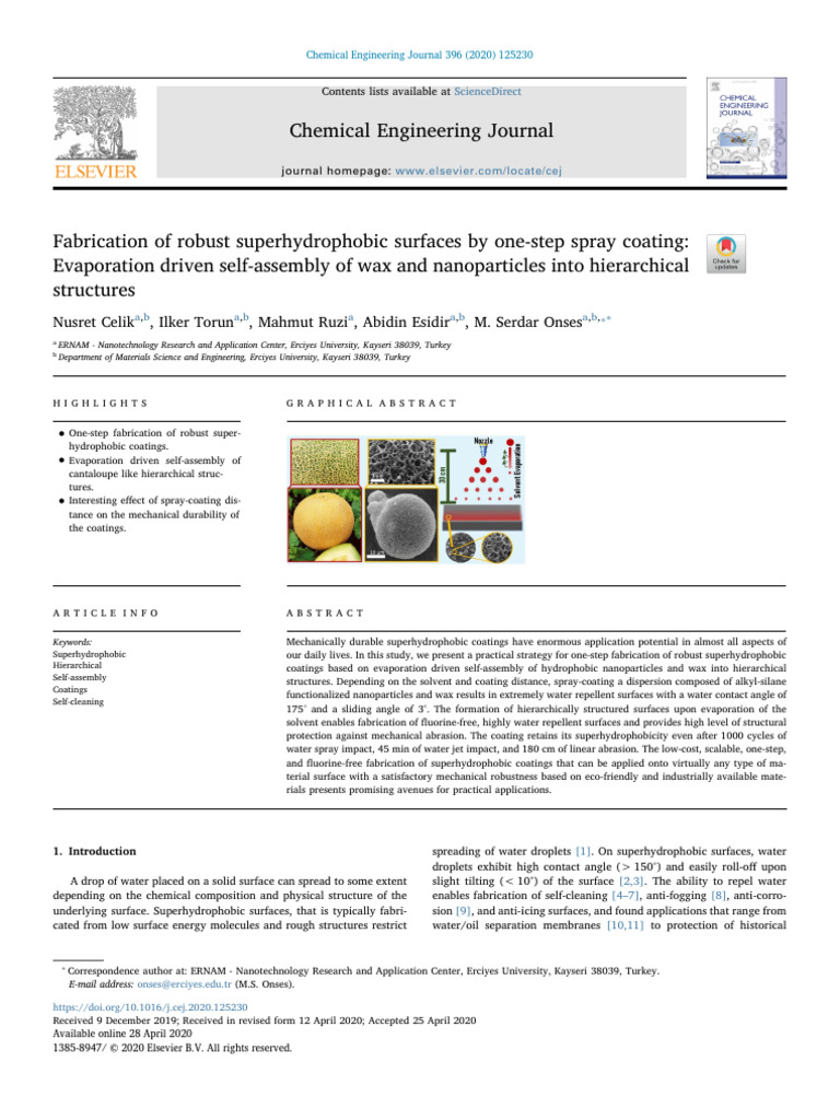 Superhydrophobic Coatings via Spray Coating | PDF | Hydrophobe | Chemistry