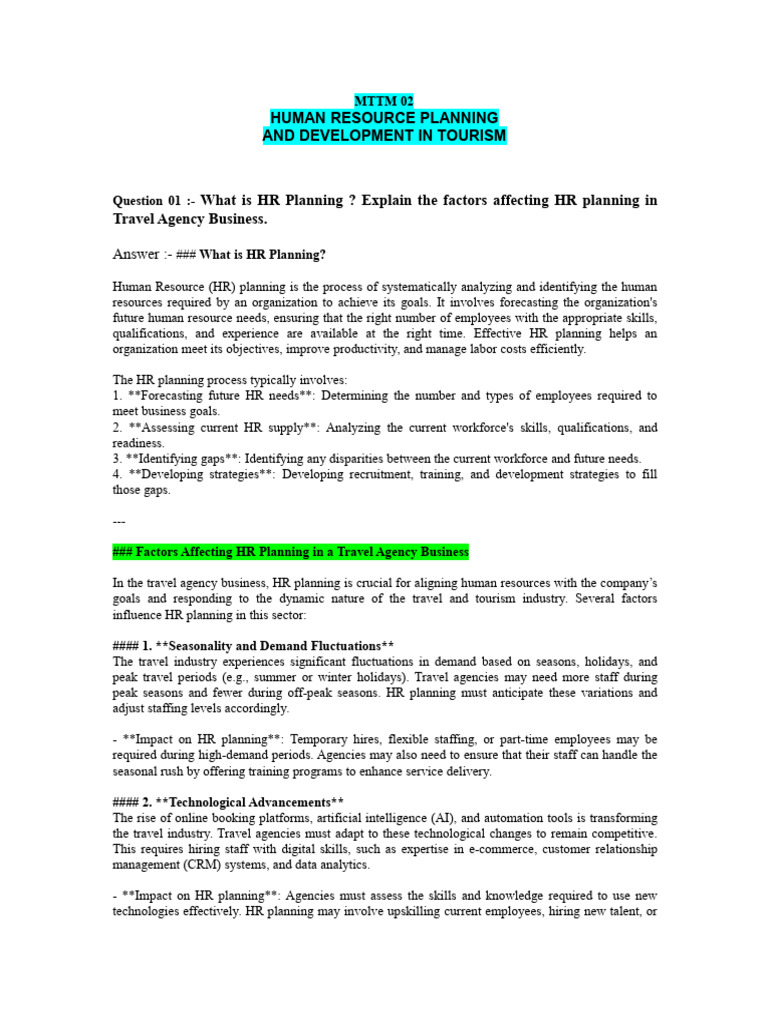 MTTM 02 Human Resource Planning | PDF | Employee Retention | Human ...