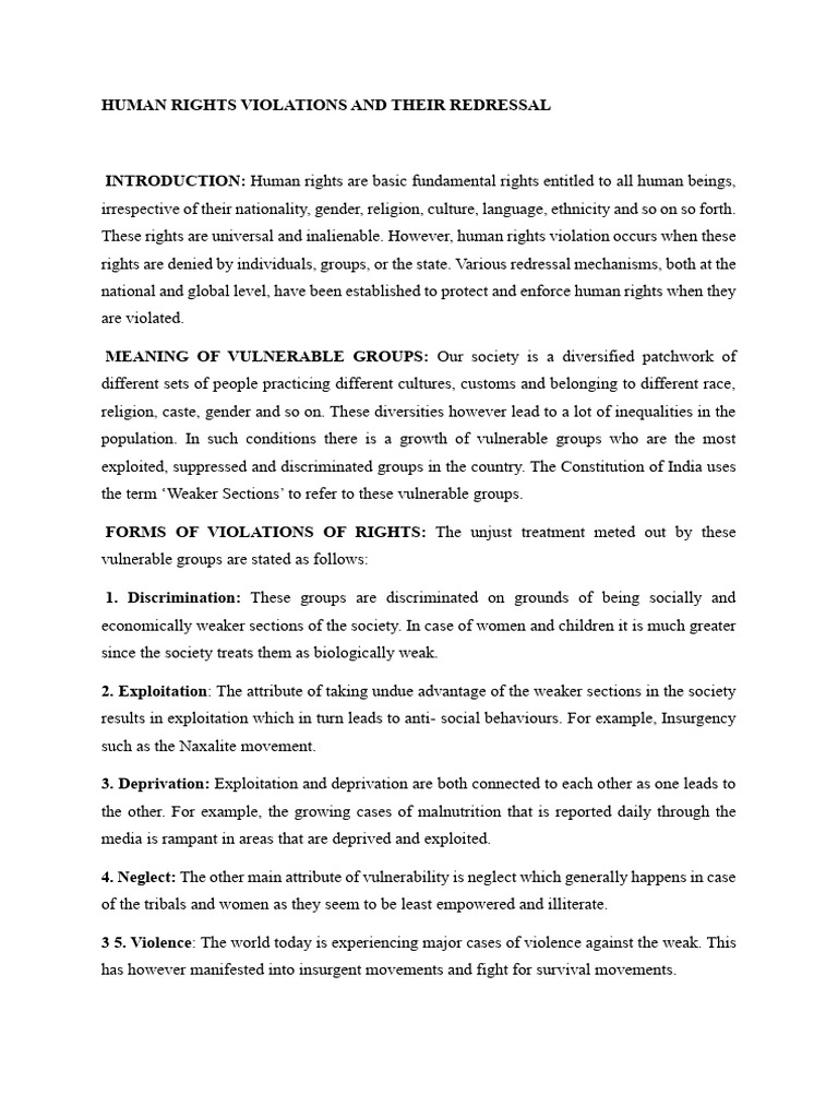 Human Rights Violations and Remedies | PDF | Universalism | Rights