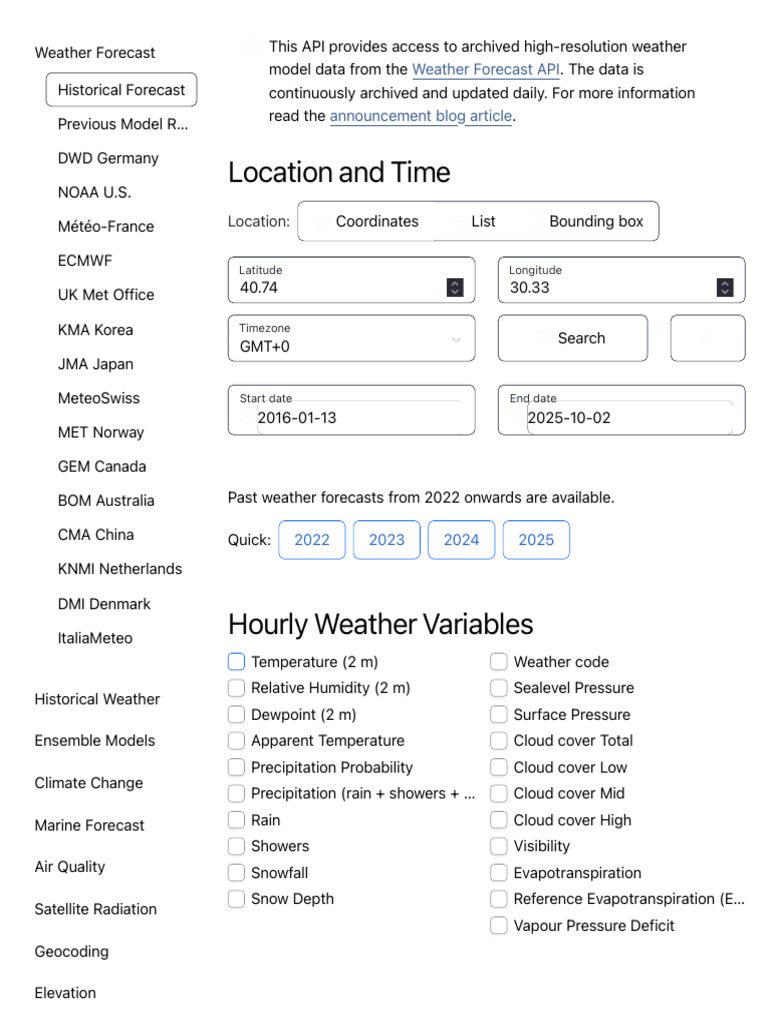 Flood API: Historical Weather Data Access | PDF