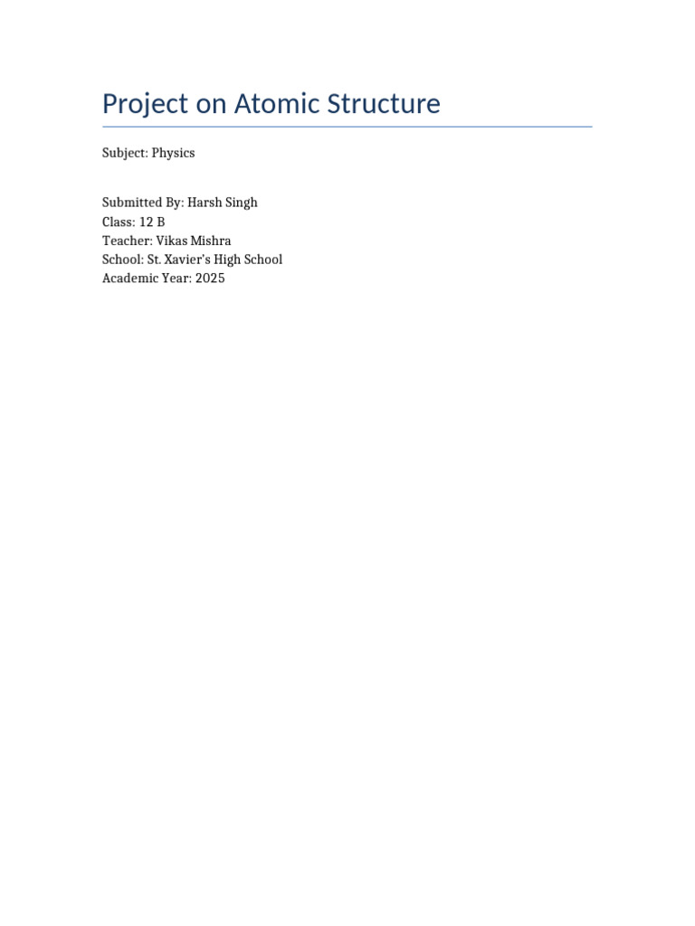 Atomic Structure Project Overview | PDF | Electron | Atoms