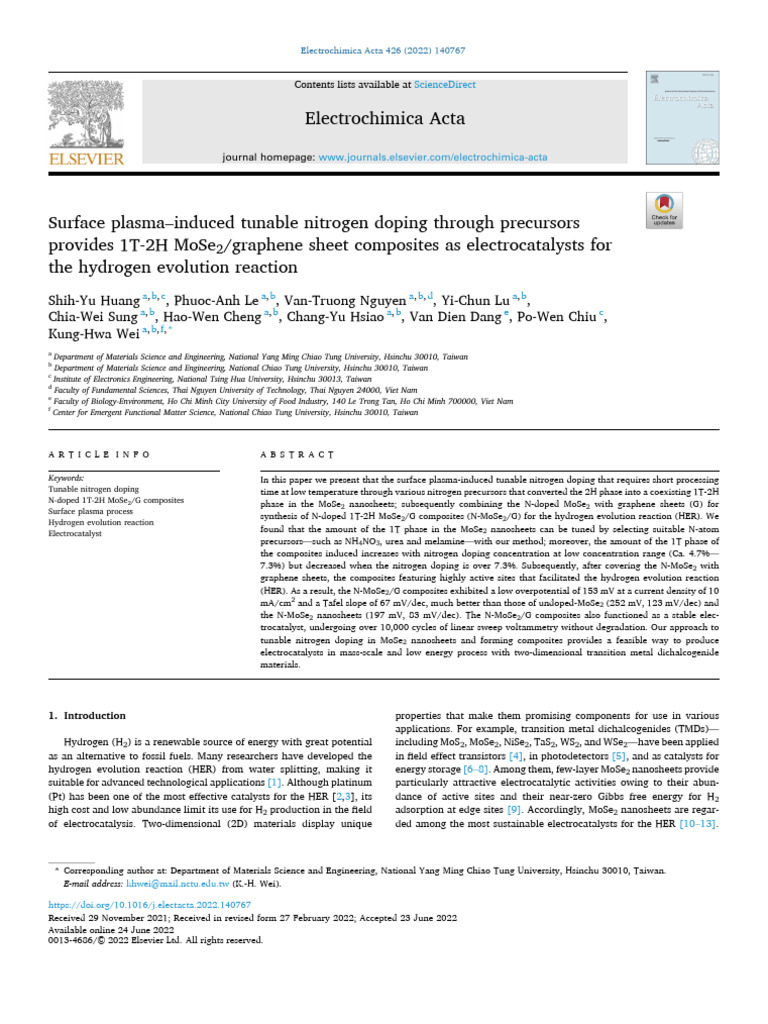 Surface Plasma-Induced Tunable Nitrogen Doping Through Precursors | PDF ...