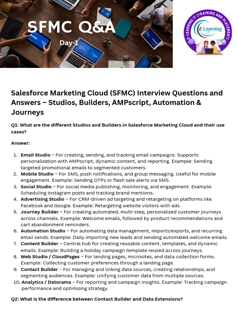 SFMC Interview Q&A: Studios & AMPscript | PDF | Subscription Business ...