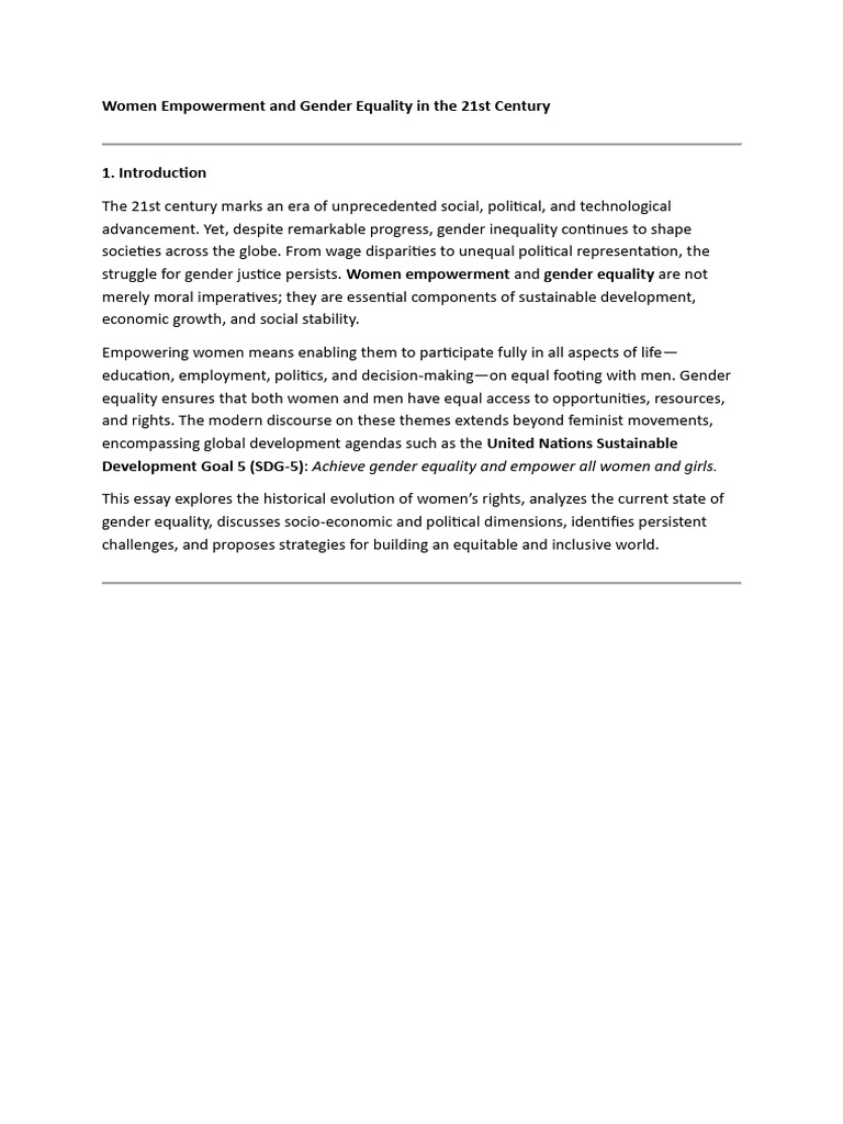 Women Empowerment & Gender Equality Today | PDF | Gender Studies ...