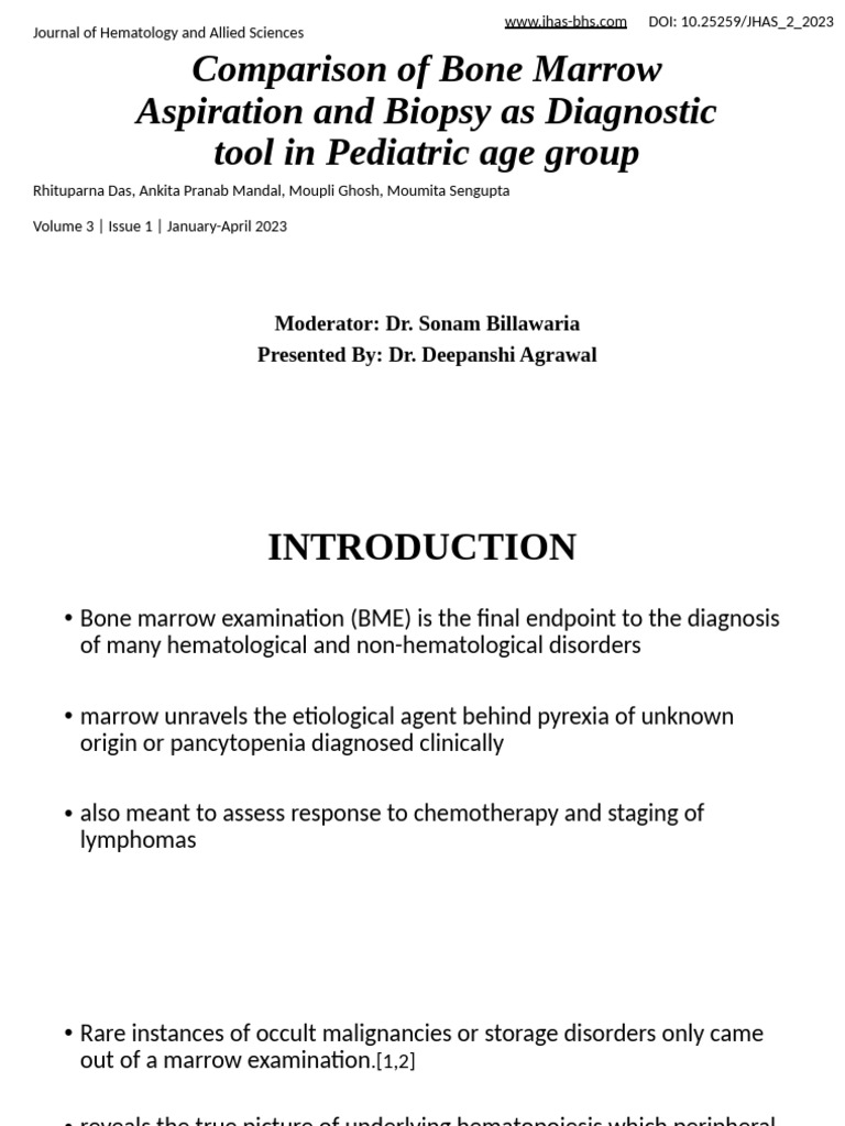 Pediatric Bone Marrow Diagnostic Study | PDF | Anemia | Bone Marrow
