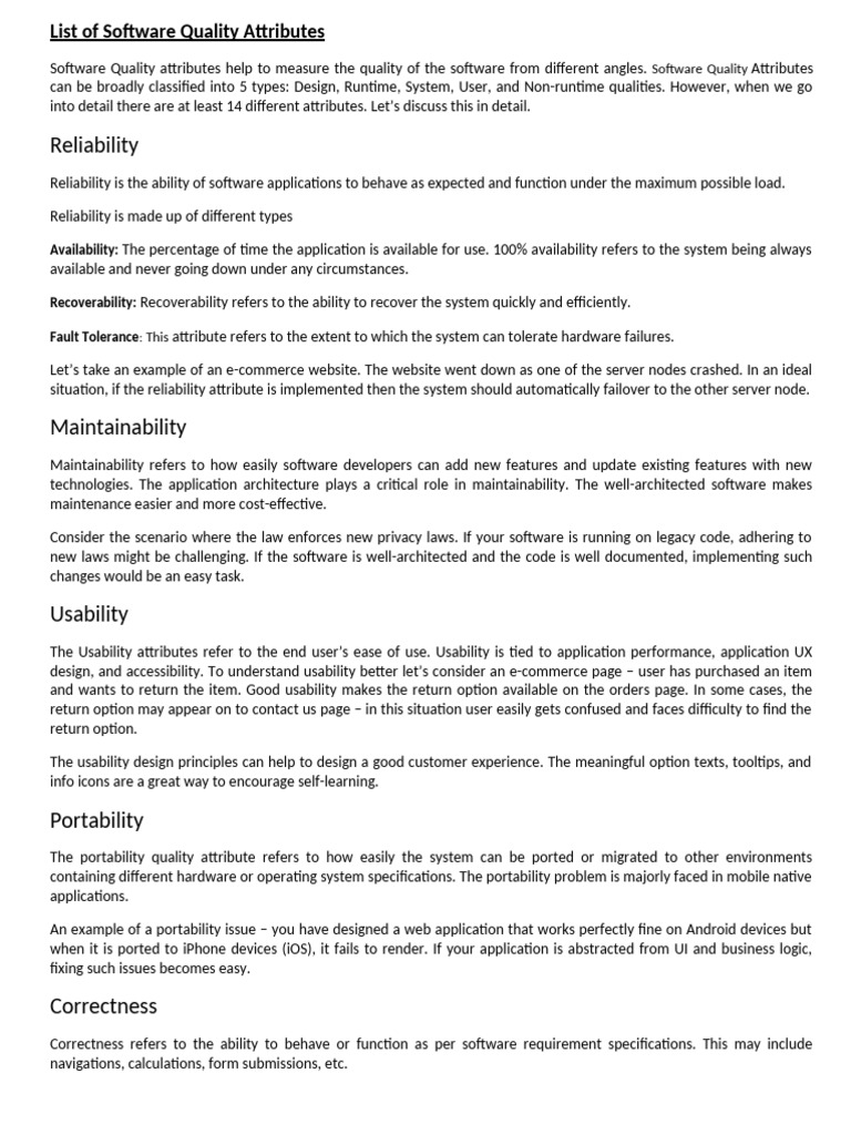 System Quality Attributes Overview | PDF | Scalability | Software Quality