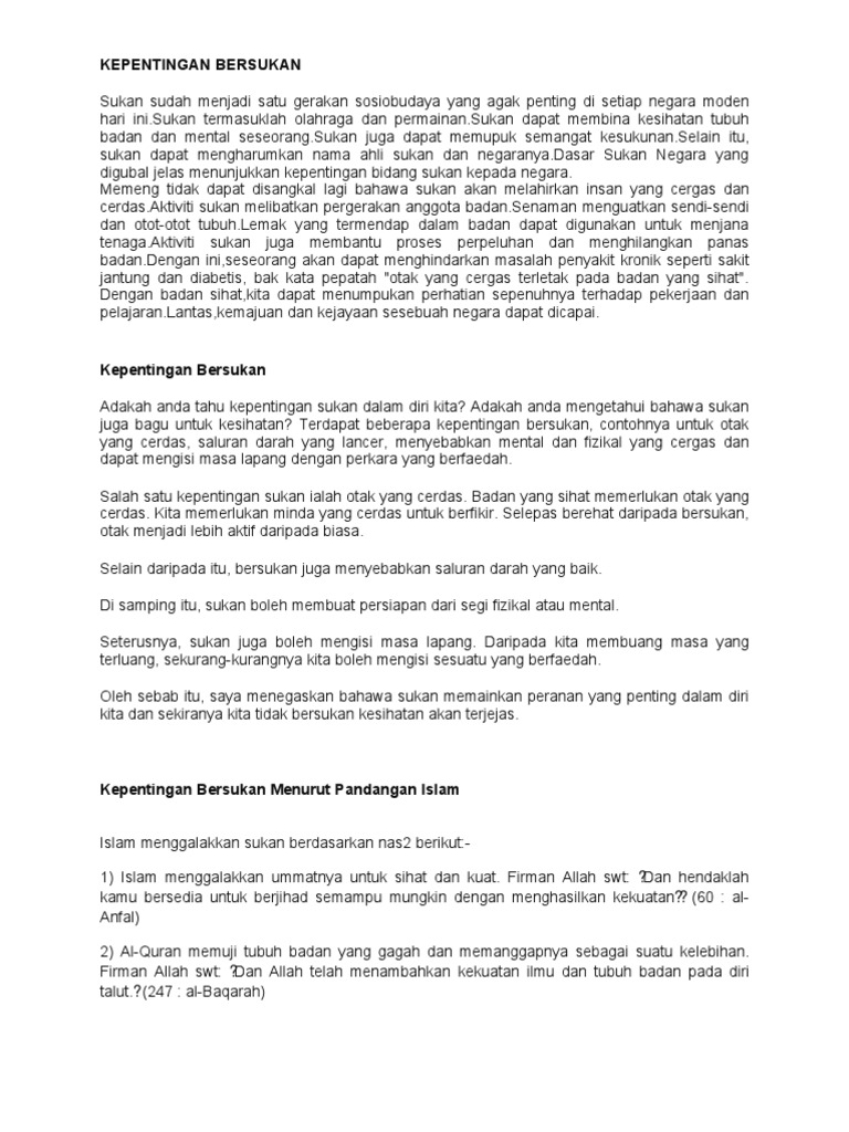 Kepentingan Bersukan Pdf