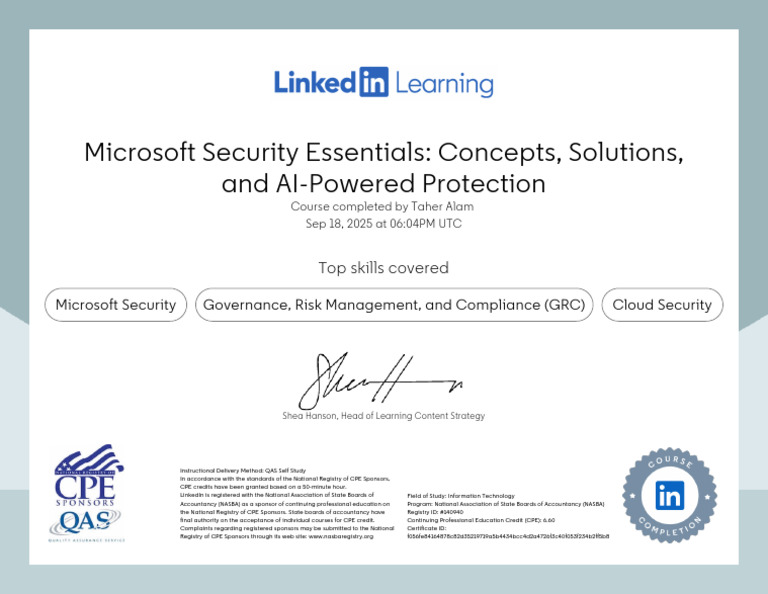 Microsoft Security Essentials Course Completion | PDF
