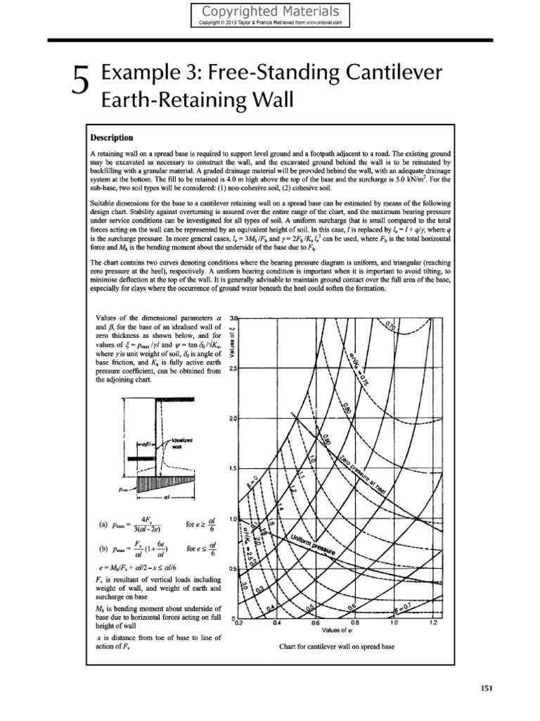 Cantilever Earth-Retaining Wall Design | PDF | Concrete | Bending