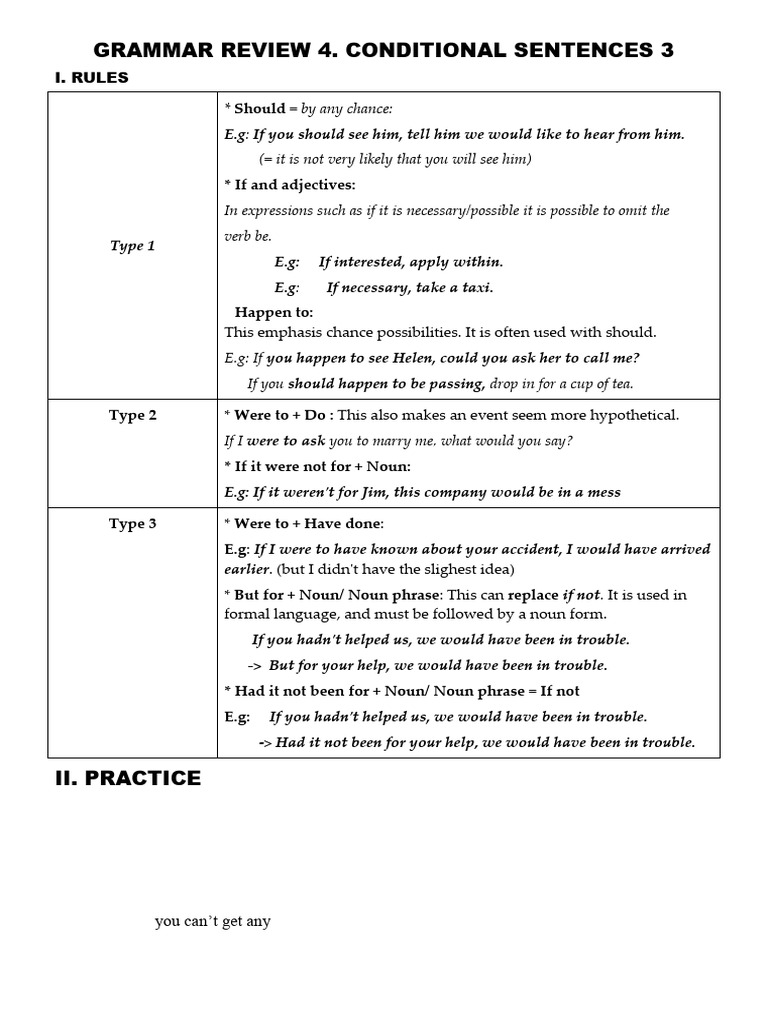Grammar Review 4. Conditional Sentences 3 | PDF | Noun | Phrase